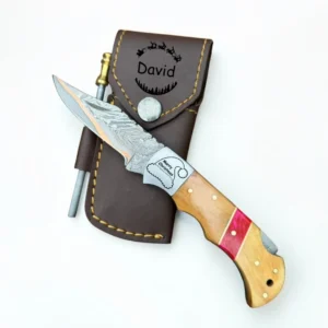 Handmade Damscus steel Folding Pocket Knife 8