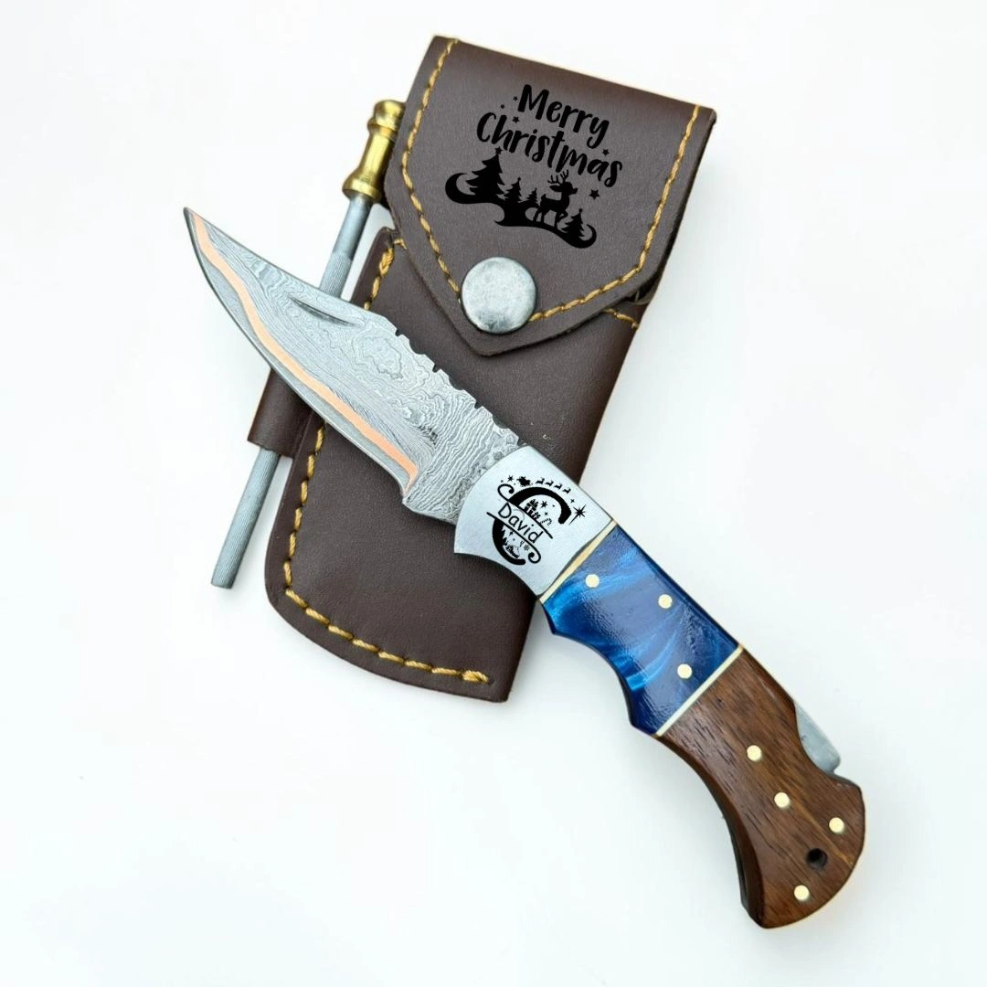 Handmade Damscus steel Folding Pocket Knife 11