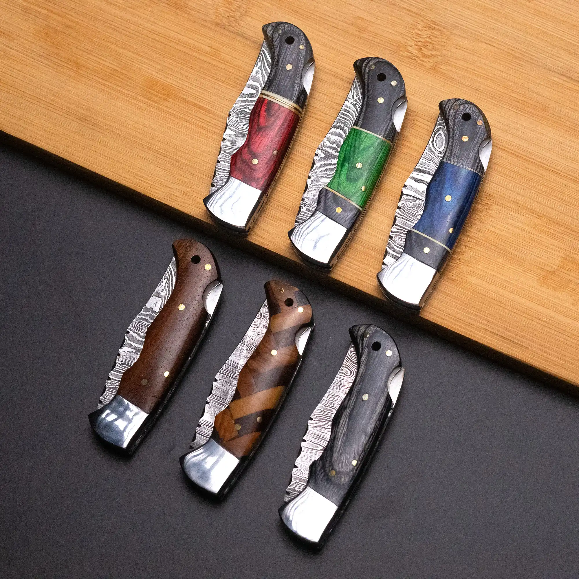 Handmade Damascus Steel EDC Folding Knife With Ross Wood Gift for Men - Image 6