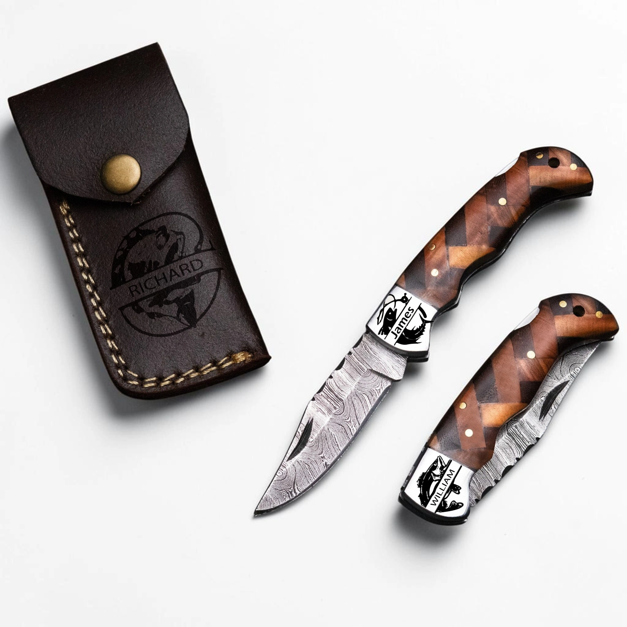 Handmade Damascus Steel EDC Folding Knife With Ross Wood Gift for Men